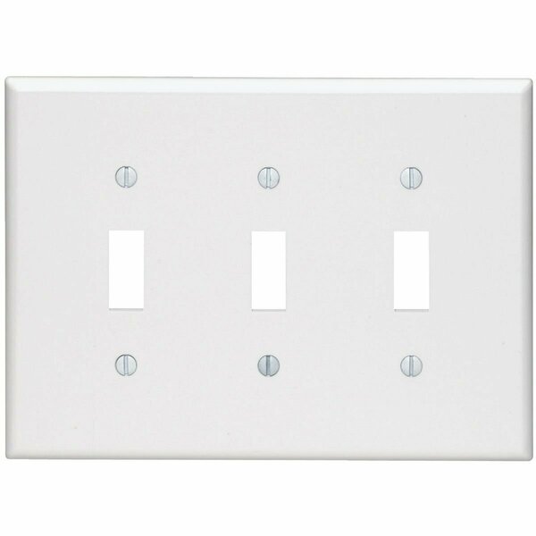 Leviton 3-Gang Smooth Plastic Mid-Way Toggle Switch Wall Plate, White 003-80511-00W
